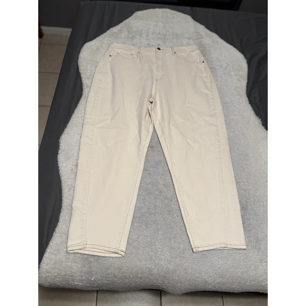 Ana A New Approach Highest Barrel Tapered Natural Cream Jeans Size 18